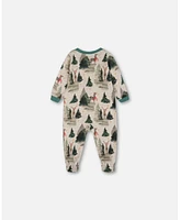 Deux par Deux Baby Boys Baby Organic Cotton One Piece Pajama Gray Mix Printed Reindeer