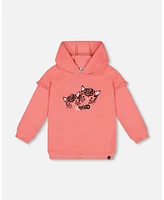 Deux par Big Girls Super Soft Hooded Tunic With Frill Coral