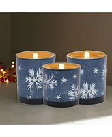 Slickblue Frosted Votive Candle Holder with Snowflake Design (Set of 3)