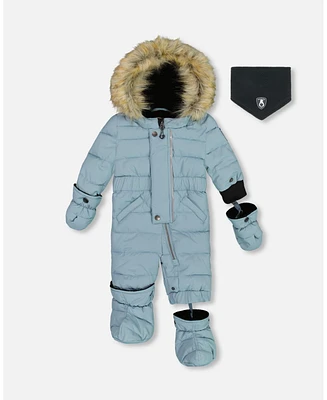 Deux par Baby Boys One Piece Snowsuit Ash Blue - Infant|Toddler