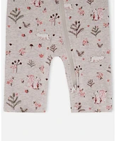 Deux par Baby Girls Organic Cotton One Piece Pajama Beige Mix Printed Squirrel