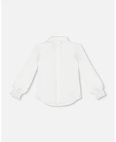 Deux par Big Girls Long Sleeve Button Front Shirt Off White