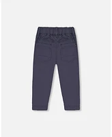 Deux par Big Boys Stretch Twill Pleated Knee Jogger Pants Dark Grey