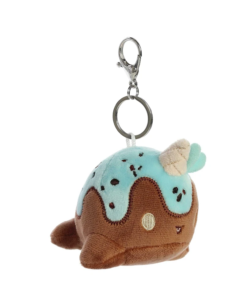 Aurora Mini Mint Chocolate Nomwhal Keychain Tasty Peach Enchanting Plush Toy Brown 4"