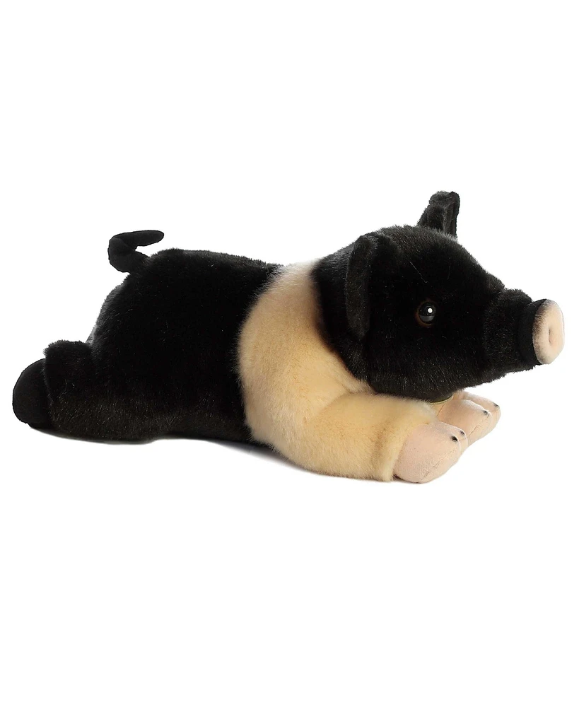 Aurora Medium Hampshire Pig Miyoni Realistic Plush Toy Black 12"