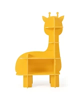 Slickblue Kids Bookcase Toy Storage Organizer with Open Storage Shelves-Giraffe