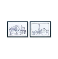 Slickblue Framed Sketch Art Barn Print (Set of 2)