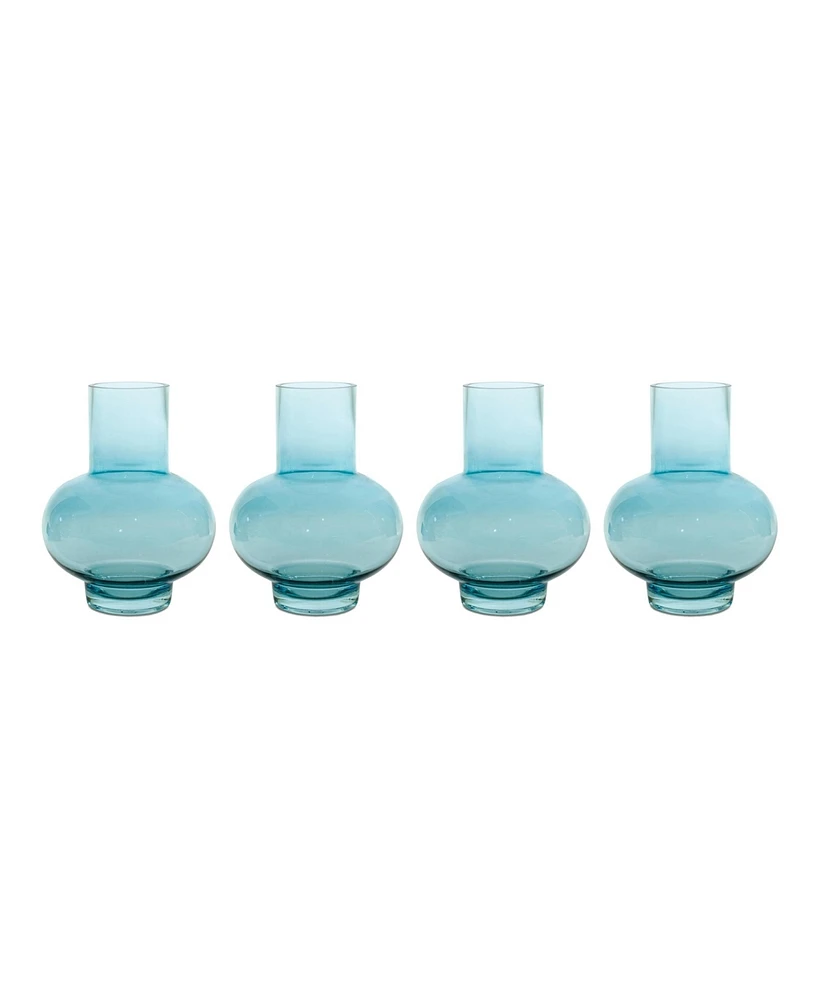 Slickblue Elegant Blue Glass Vases Set of 4 Decorative Home Decor Centerpieces