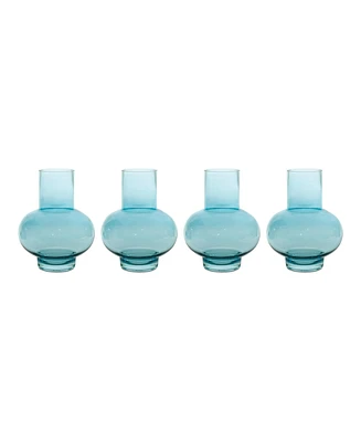 Slickblue Elegant Blue Glass Vases Set of 4 Decorative Home Decor Centerpieces