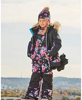 Deux par Deux Big Girls Two Piece Snowsuit Black Printed Roses