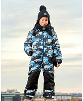 Deux par Big Girls One Piece Snowsuit Black Printed Polar Bears