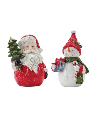 Slickblue Santa And Snowman Figurine (Set of 2)