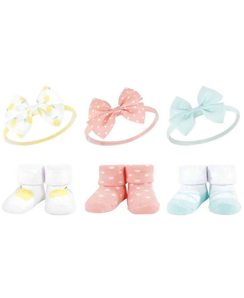 Hudson Baby Baby Girls Headband and Socks Giftset, Lemon