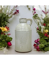 Slickblue Rustic Ceramic Jug Vase With Washed Cream Finish 11.75"h