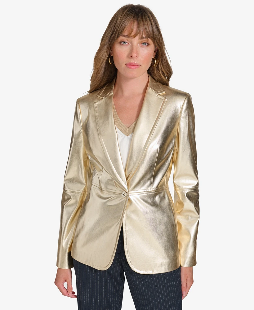 Tommy Hilfiger Women's Metallic One-Button Blazer