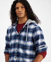 Sun + Stone Men's Nils Hooded Plaid Shirt, Created for Macy's