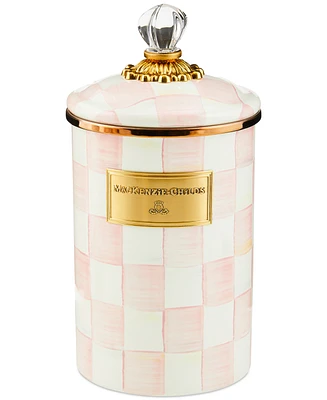 Mackenzie-Childs Rosy Check Enameled Steel Large Canister