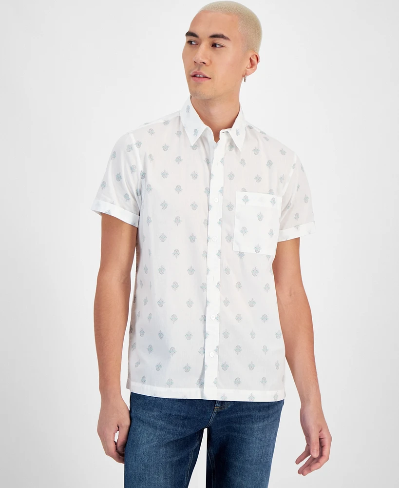 Sun + Stone Men's Jim Printed Short-Sleeve Shirt, Created for Macy's