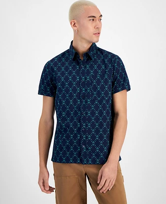 Sun + Stone Men's Azter Geo-Print Short-Sleeve Shirt, Created for Macy's