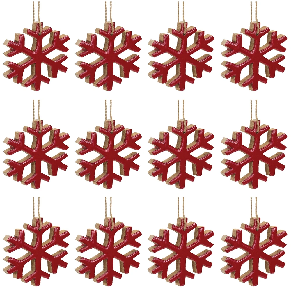 Slickblue Wood Snowflake Christmas Ornament (Set of 12)