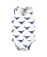 Touched by Nature Baby Boys Organic Cotton Sleeveless Bodysuits, Mystic Sea Creatures