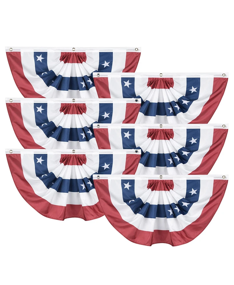 Yescom 1.5x3 Ft Usa Pleated Fan Flag Half Fan Banner American Bunting Decoration 6 Pack