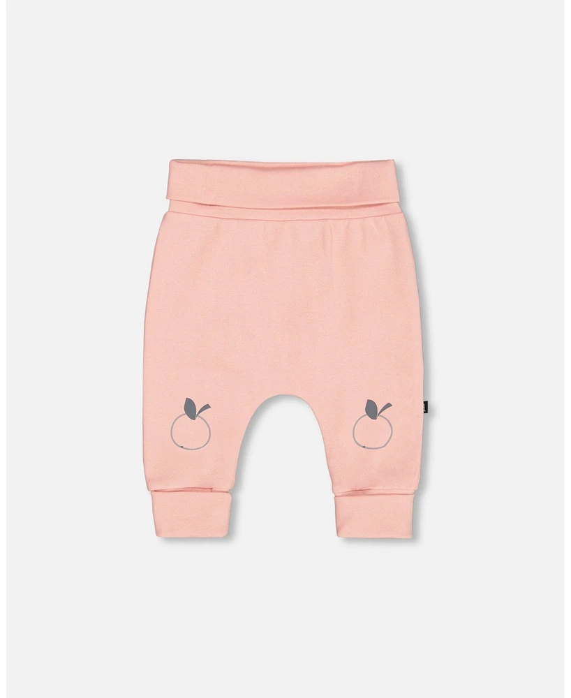 Deux par Baby Girls Organic Cotton Evolutive Pant With Print Light Pink