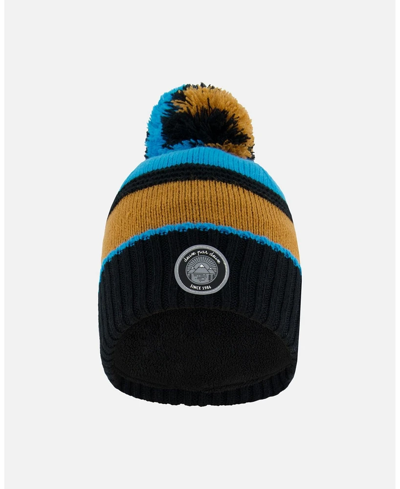 Deux par Deux Boy Knit Hat Blue, Black And Spice - Toddler|Child