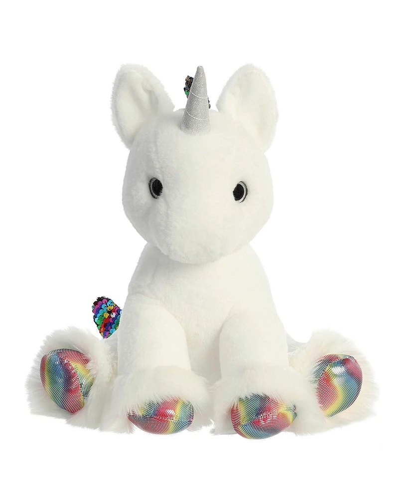 Aurora Large Clouds Unicorn Shimmers Colorful Plush Toy White 13"