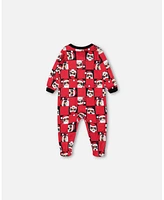 Deux par Baby Boys Organic Cotton One Piece Pajama Red Printed Santa