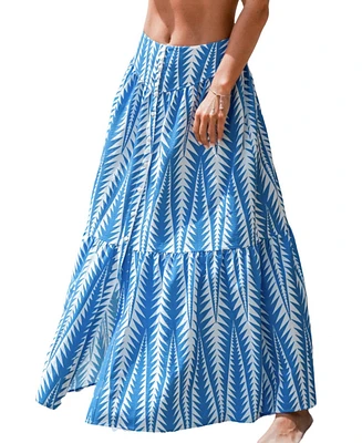 Cupshe Women's Geo Print Front-Button Maxi Skirt