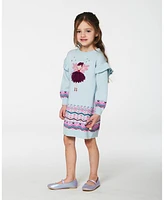 Deux par Little Girls Intarsia Knit Dress Light Blue - Toddler|Child