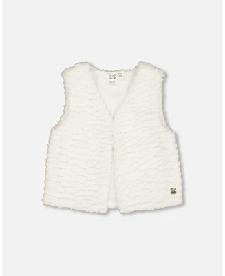 Deux par Toddler Girls Faux Fur Vest Off White - Toddler|Child