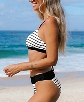 Cupshe Women's Classic Striped Bikini Top & Hipster Bottoms Set