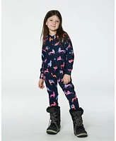 Deux par Baby Girls One Piece Thermal Underwear Navy Printed Unicorn