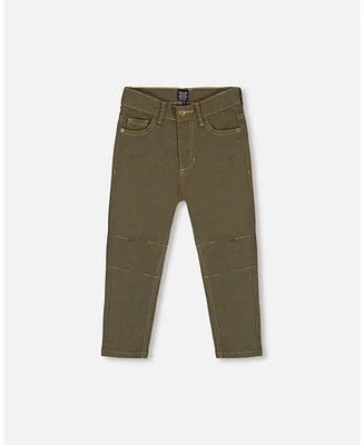 Deux par Big Boys Stretch Twill Straight Leg Pants Khaki Green