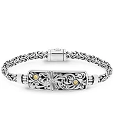 Devata Bali Dragonfly with Borobudur Oval 5mm Chain Bracelet in Sterling Silver and 18K Gold