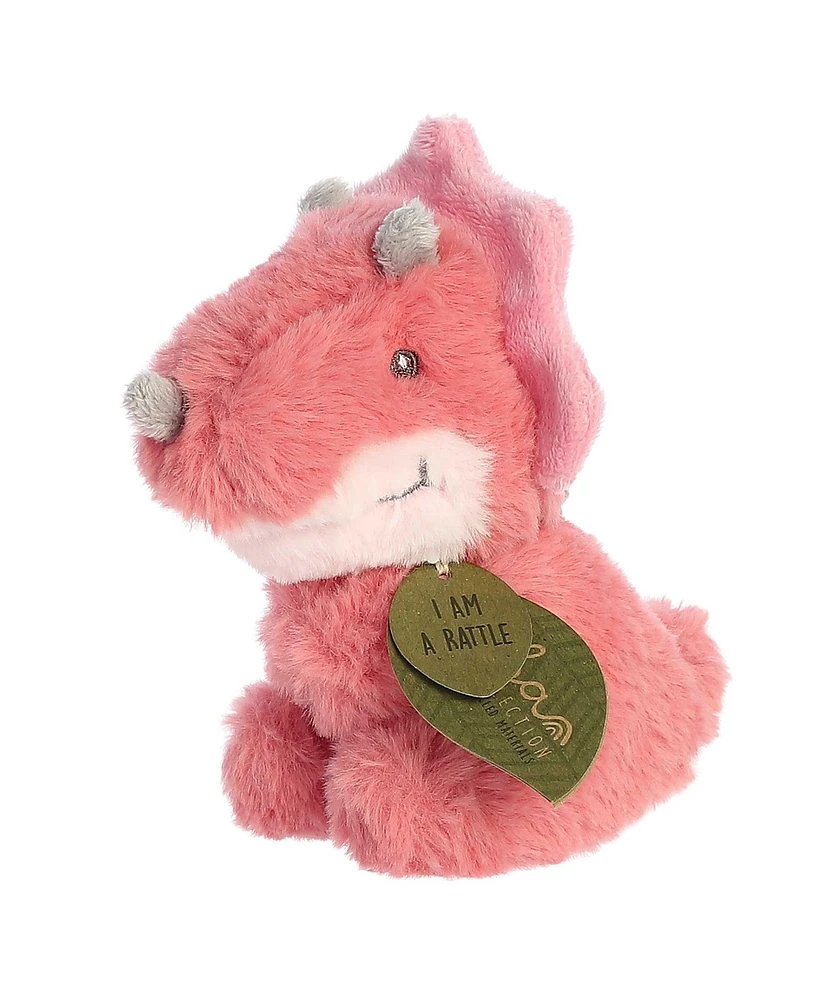 ebba Small Tai Tricera Rattle Eco Eco-Friendly Baby Plush Toy Pink 5.5"