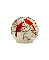 Slickblue Led Frosted Cardinal Orb With Berry Branch Design (Set of 3)