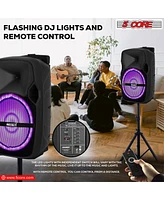 5 Core 10 Inch Tws Pair Bluetooth Party Speakers 400 Watt Portable Karaoke Pa System Rechargeable Loud Speaker + Tripod Stand 2X Wireless Mics Led Lig