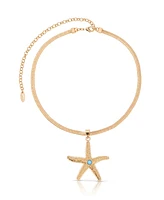 Ettika Turquoise Starfish Pendant Herringbone Chain Necklace