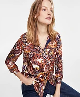 Jones New York Women's Printed Relaxed Utility Blouse