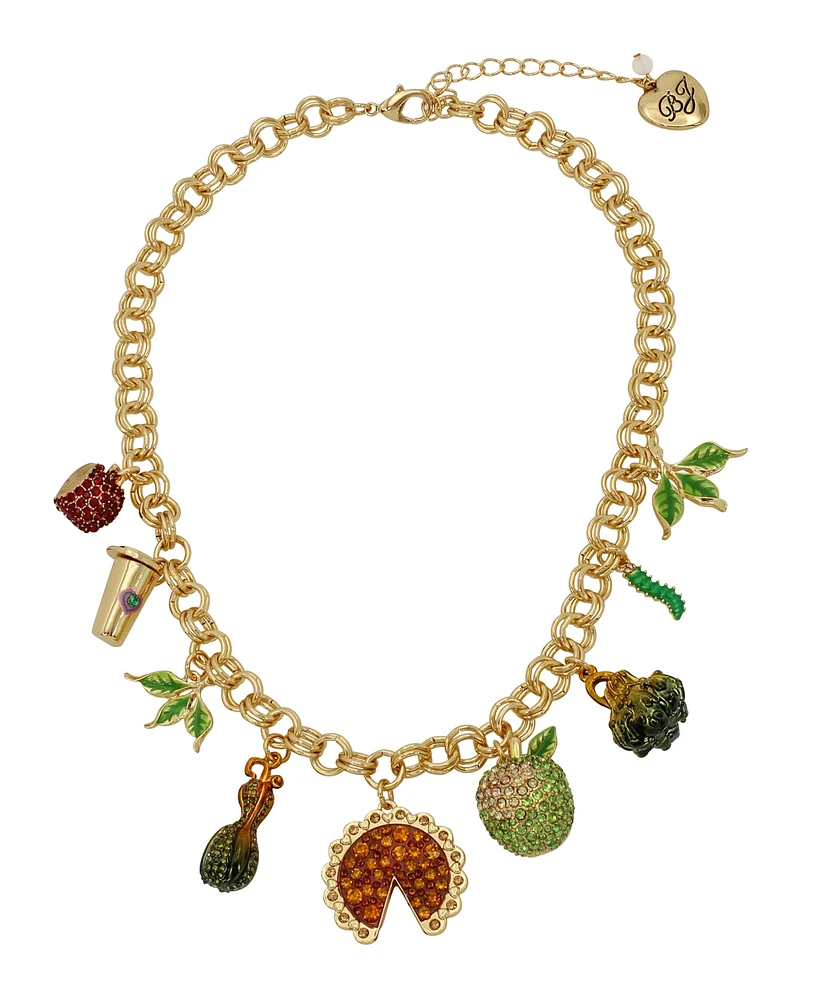 Betsey Johnson Faux Stone Autumn Charm Bib Necklace