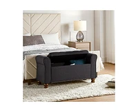 Hulala Home Transitional Carmen 43.7" Wide Storage Bench with Sturdy Wood Legs