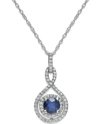 Sapphire (1/2 ct. t.w.) and Diamond (1/4 ct. t.w.) 18" Necklace in 14k White Gold (Also available in Ruby in 14k)