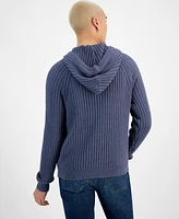 Sun + Stone Men's Ribbed Hooded Sweater, Created for Macy's