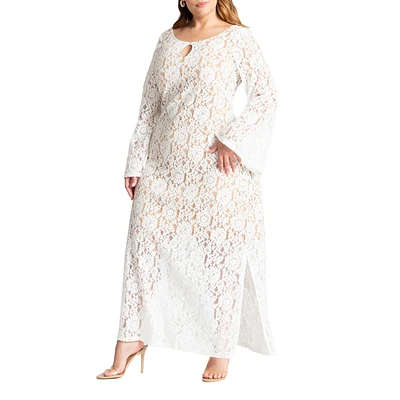 Eloquii Plus Size Lace Keyhole Maxi Dress