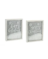 Slickblue Christmas Sentiment Box Frame With Snow (Set of 2)