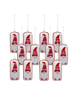 Slickblue Glass Snowflake Gnome Tree Ornament (Set of 12)