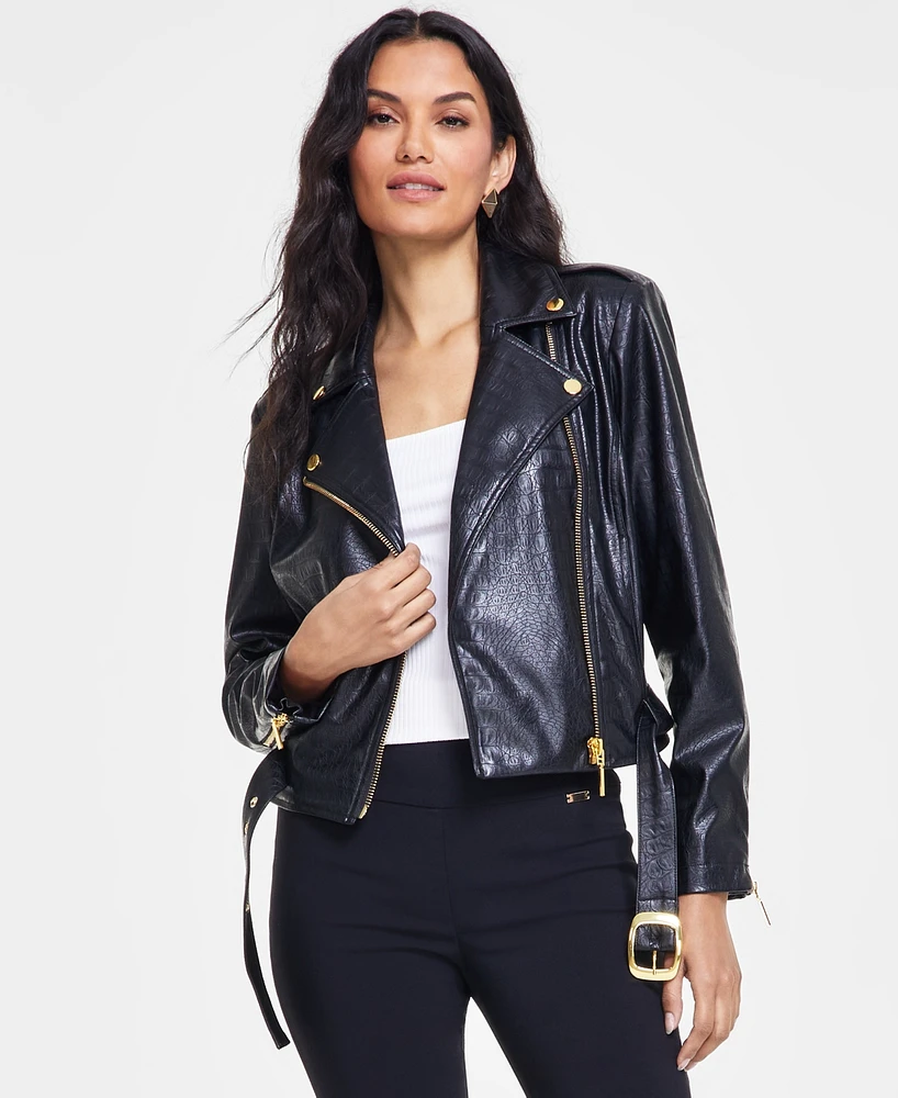 I.n.c. International Concepts Women's Faux-Leather Moto Jacket, Created for Macy's